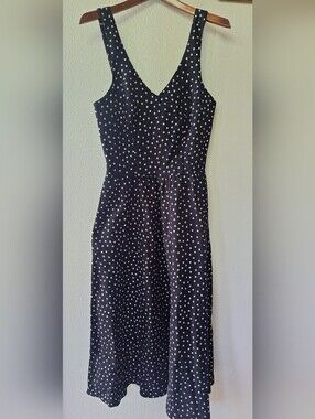Vintage Lanz Original Sun Dress Fit Flare Polka-dot Zip Pin Up Girl Size 14